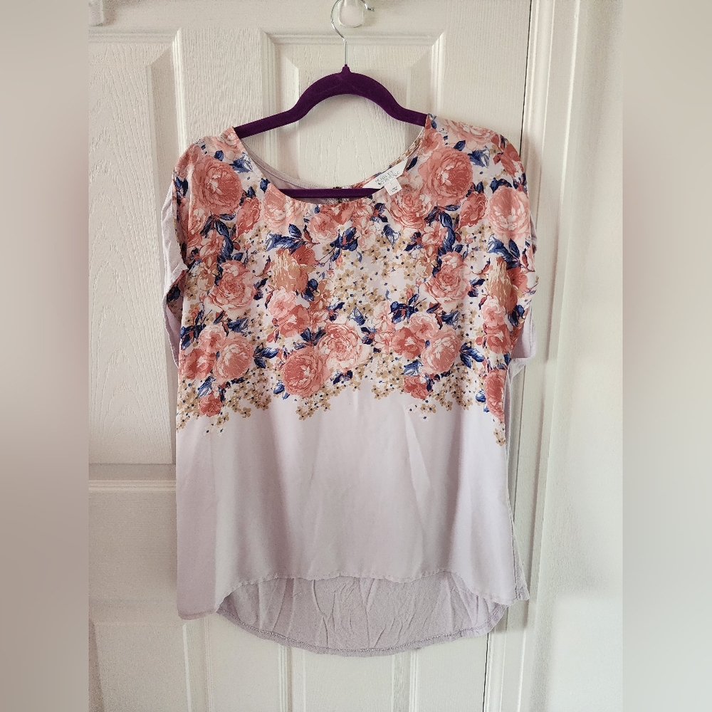Market & Spruce Pink Floral Blouse